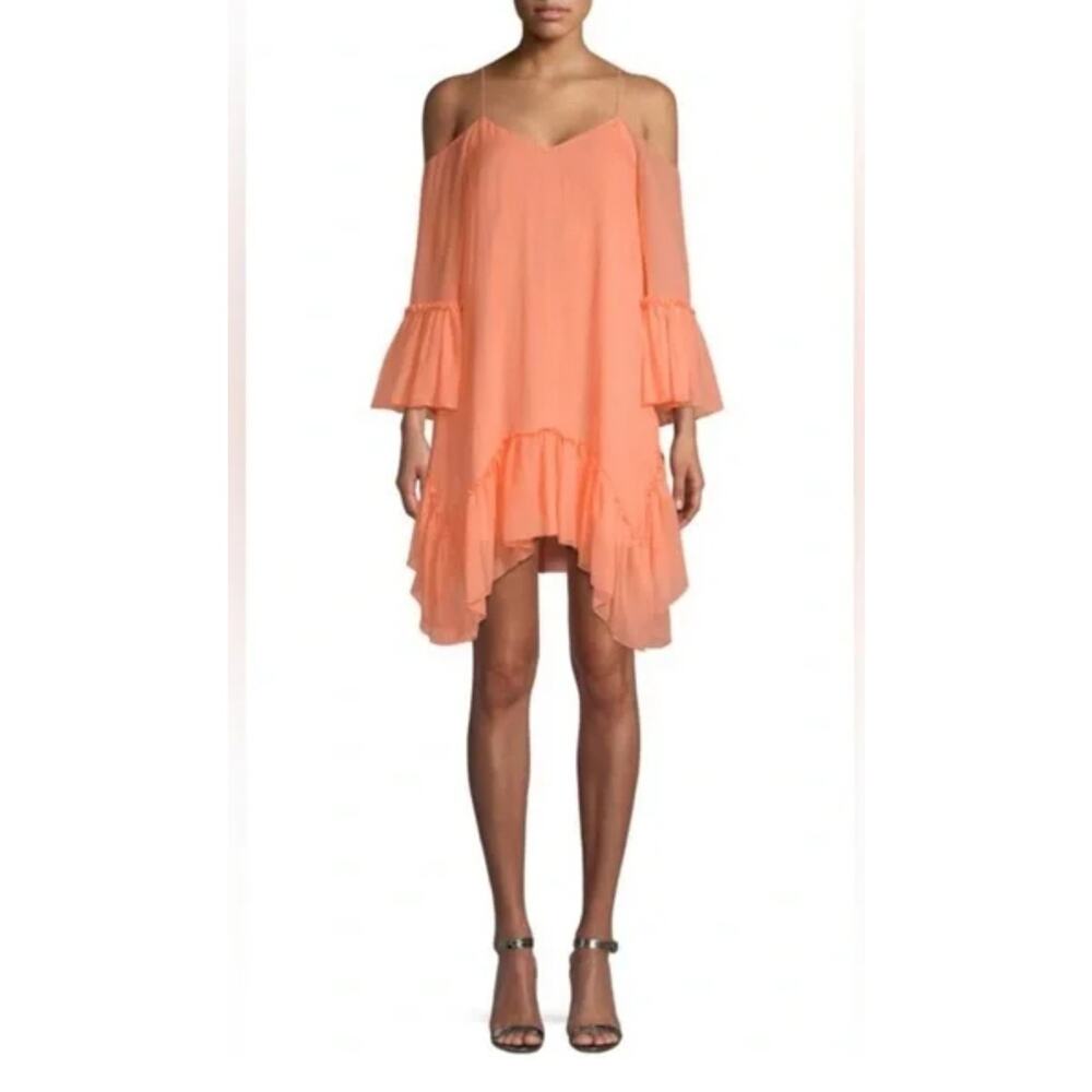 Alice Olivia Llaria Pink Silk Cold Shoulder Mini Dress XS